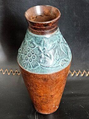Vintage Patinated dark bronze metal bud Vase size small
